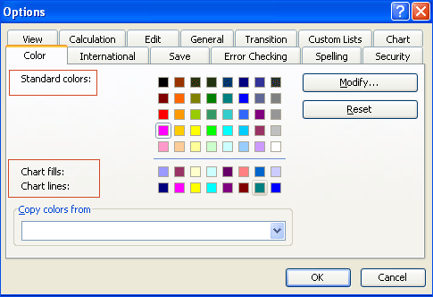 Excel custom color tab