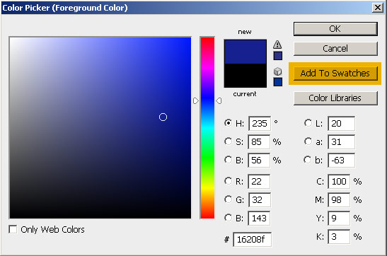 Custom swatches in Photoshop - Set foreground color