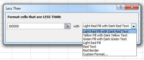 Excel conditional formatting