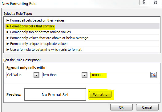 Excel conditional formatting